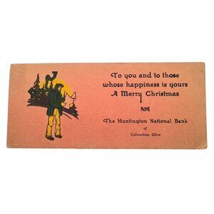 Huntington National Bank Advertising Ink Blotter Merry Christmas Columbus OH 40s